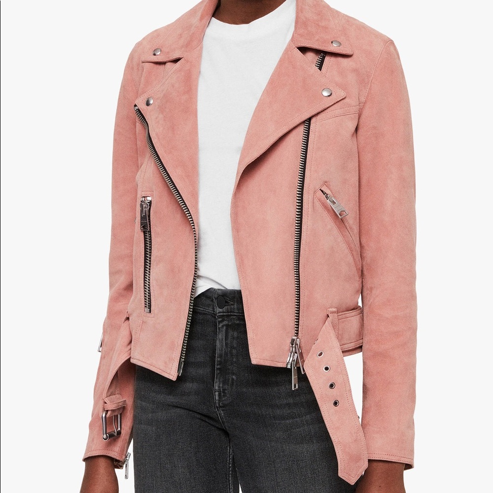 All saints leather suede gidley biker jacket sz 2